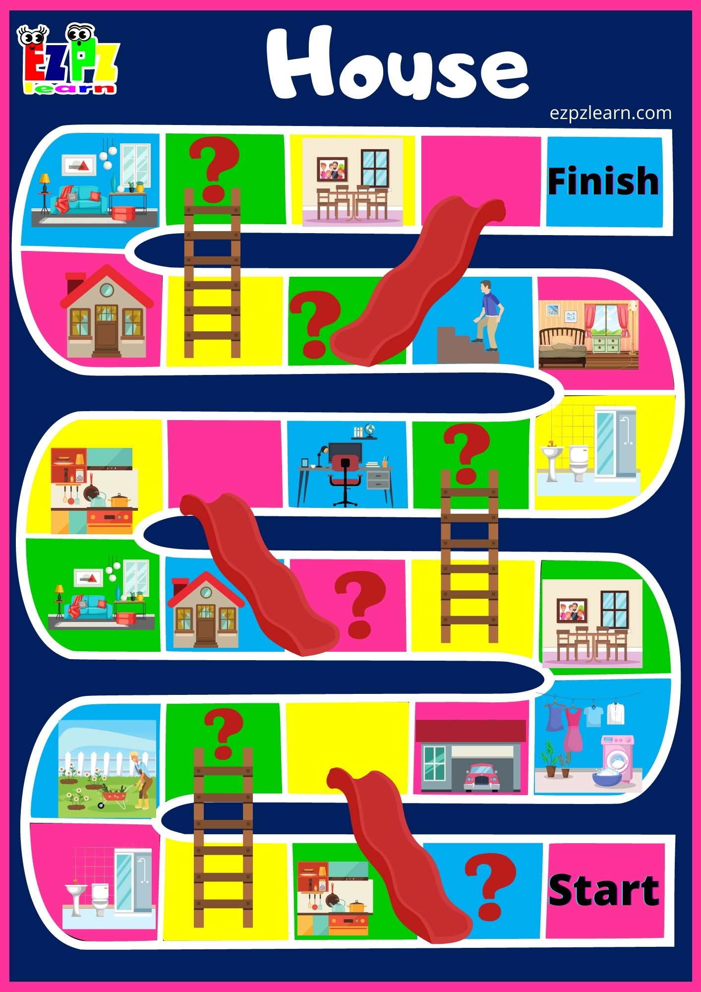 House Rooms Slides and Ladders Game